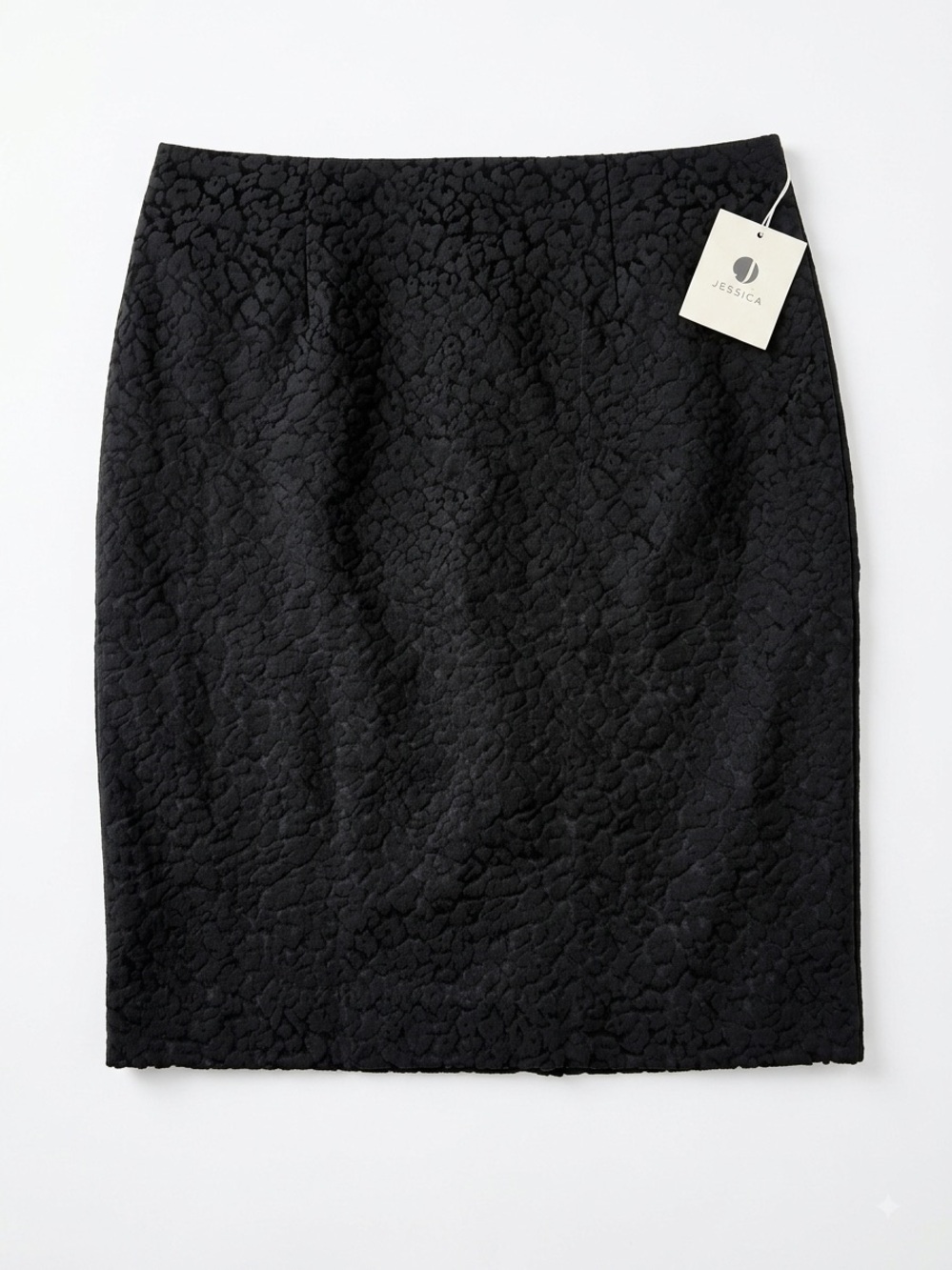 NWT Jessica Sears Black Textured Animal Print Pencil Skirt Size 6